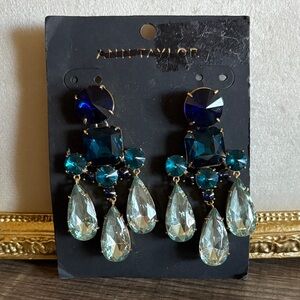 Ann Taylor Teal and Blue Teardrop Earrings